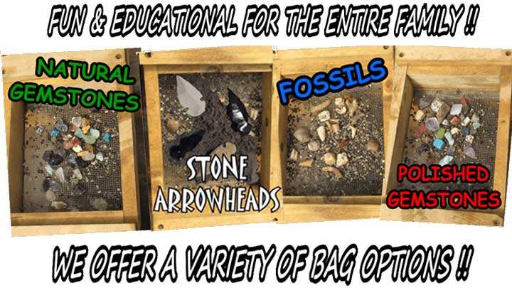 The Mining Sluice is available for school, church, civic or public events of any kind, inside or our! We can produce customized bags to fit your specific curriculum. Custom bags can include a mixture of all the varieties shown above or additional items, such as, prize tokens, souvenir coins, keys or any other small items you may choose!